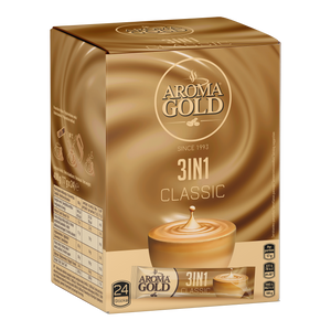 Tirpus kavos gėrimas AROMA GOLD 3in1, displėjus (24 vnt.), Pakuotė