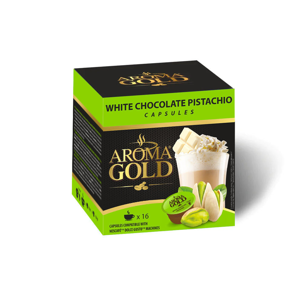 
            
                Peržiūrėti nuotrauka galerijos peržiūroje, Kavos kapsulės AROMA GOLD White Chocolate Pistachio, 3 dėžučių pakuotė
            
        