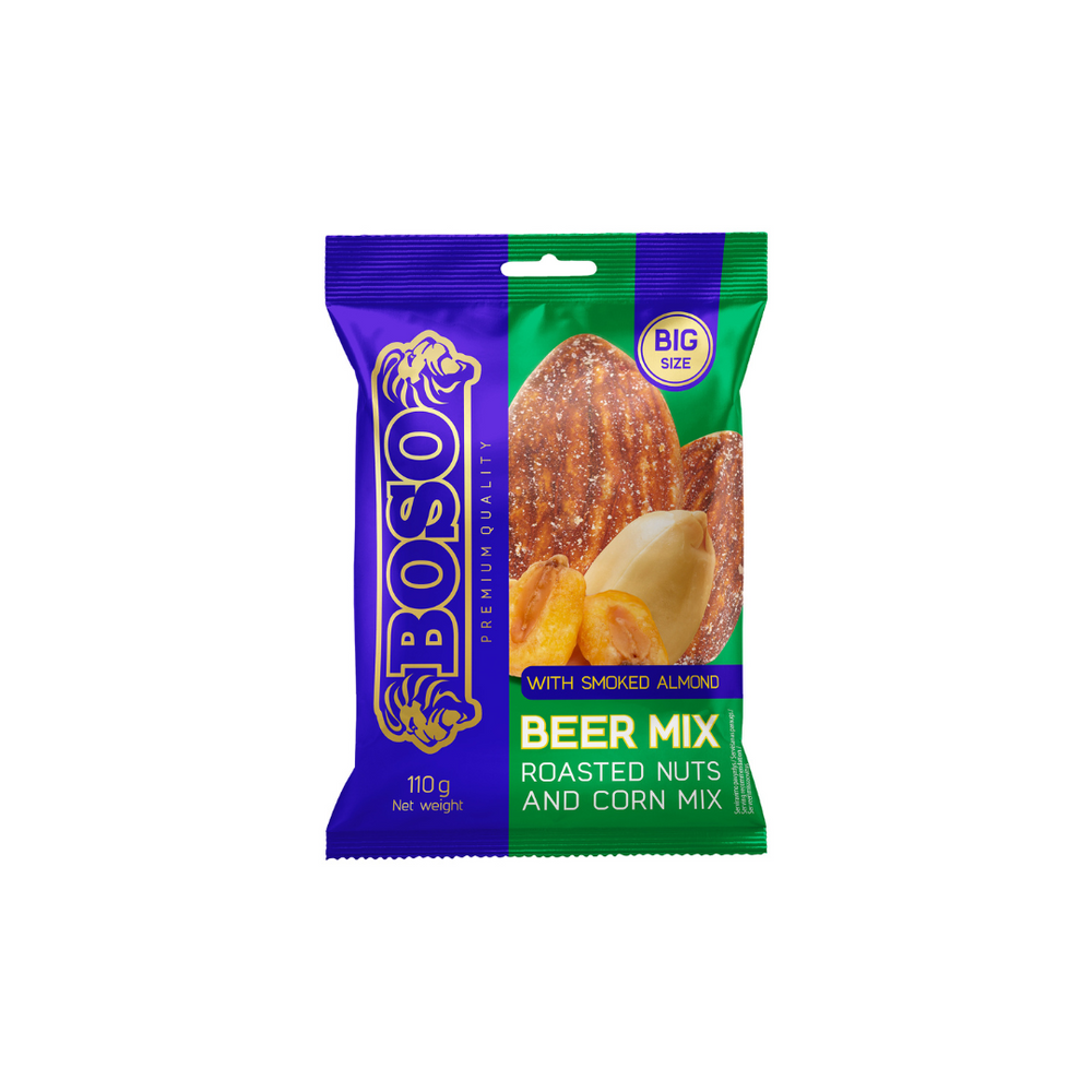 BOSO BEER MIX, riešutų ir kukurūzų mišinys, 110 g