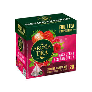 Aromatizuota vaisinė arbata AROMA TEA su avietėmis ir braškėmis, 40 g