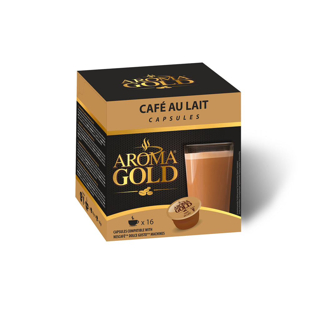 
            
                Peržiūrėti nuotrauka galerijos peržiūroje, Kavos kapsulės AROMA GOLD Cafe Au Lait, 3 dėžučių pakuotė
            
        