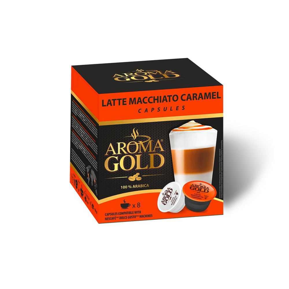 Kavos kapsulės AROMA GOLD Latte Macchiato Caramel, 3 dėžučių pakuotė