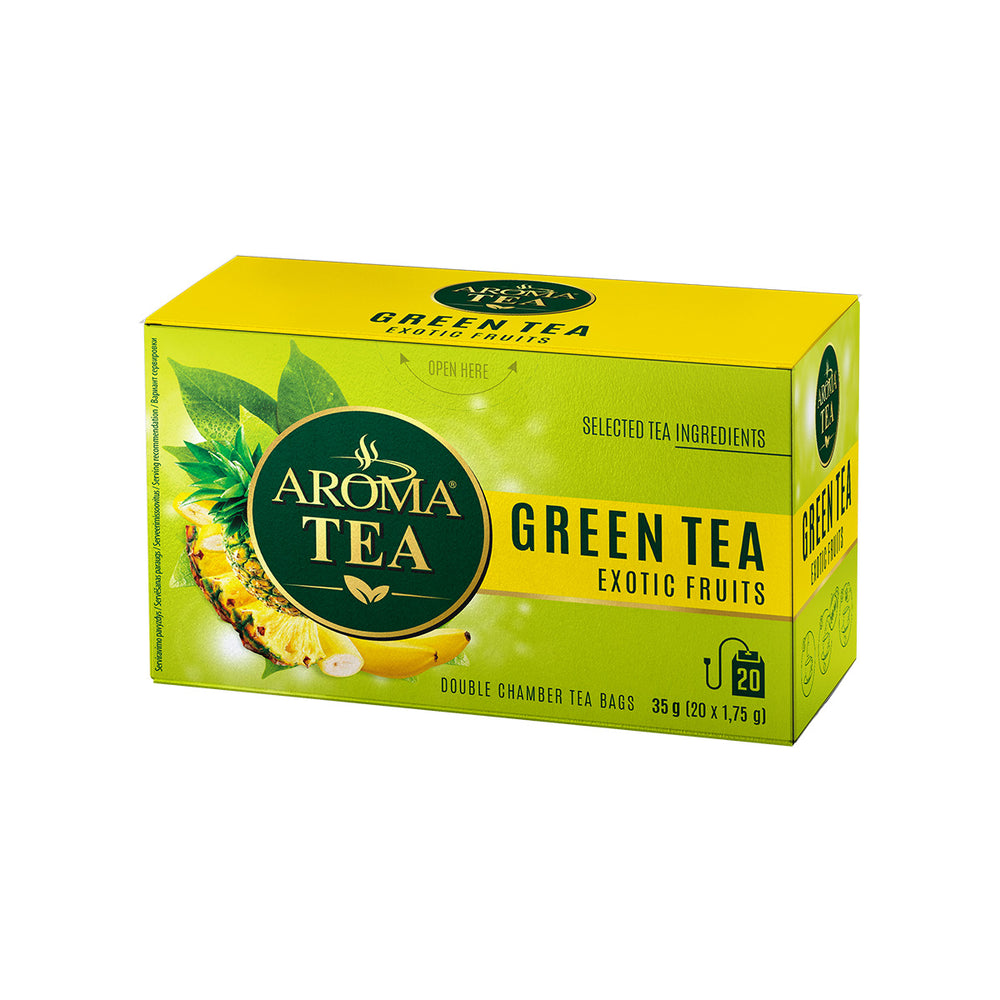 
            
                Peržiūrėti nuotrauka galerijos peržiūroje, Egzotinių vaisių skonio AROMA TEA žalioji arbata, 10 dėžučių pakuotė
            
        
