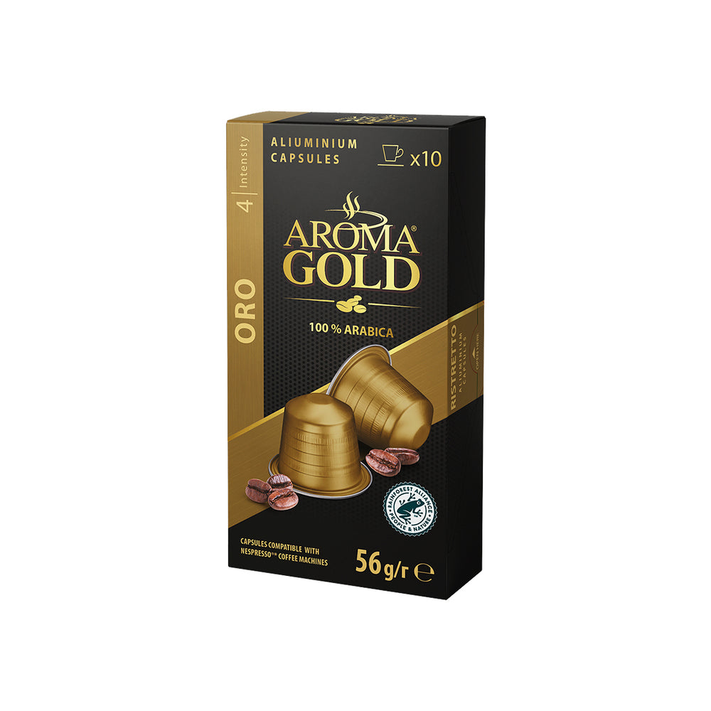Kavos kapsulės AROMA GOLD Oro, 10 kapsulių, 10 dėžučių pakuotė